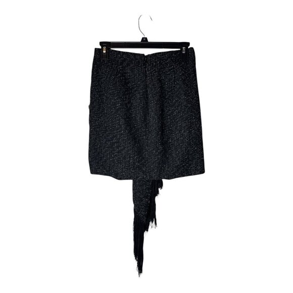 House Of CB Skirt Women Small Black‎ Tweed Draped Fringe Mini Sexy Preppy - Picture 3 of 10